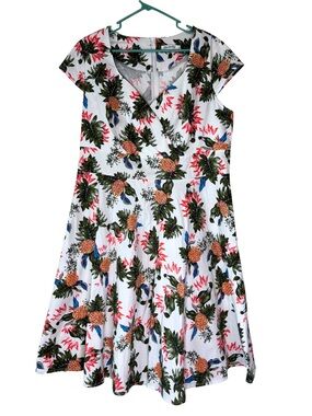 Bbonlinedress White Tropical Print Fit & Flare Dress